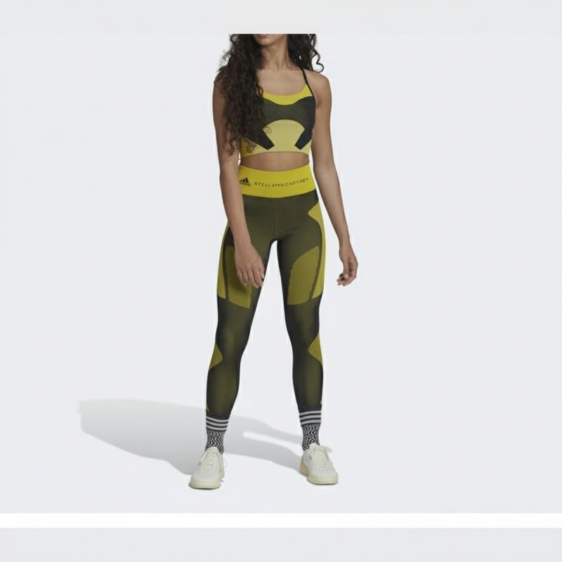 Adidas Seamless Racerback Sports Bra Black Yellow