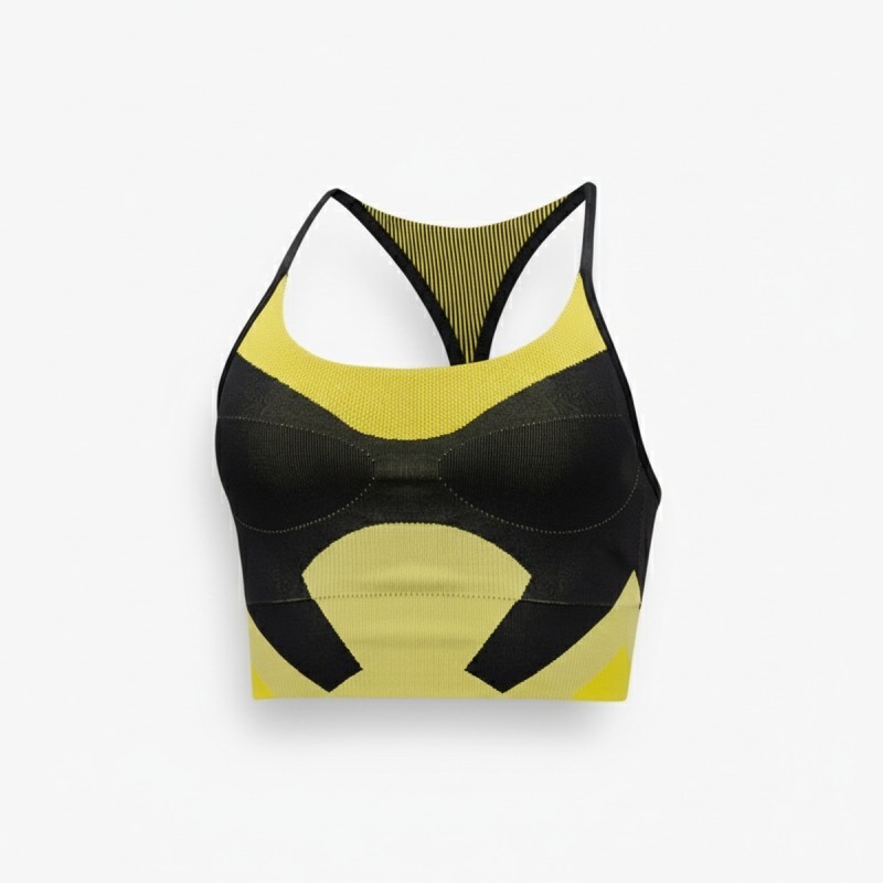 Adidas Seamless Racerback Sports Bra Black Yellow