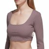 Adidas Ribbed Cropped Long Sleeve Top Brown