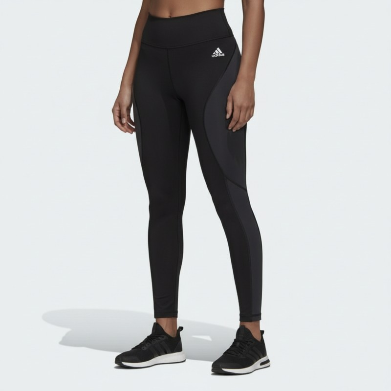 Adidas Black Performance Leggings with Grey Panels