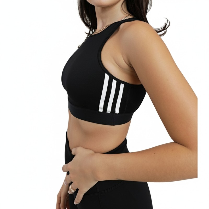 Adidas Three Stripe Sports Bra Black
