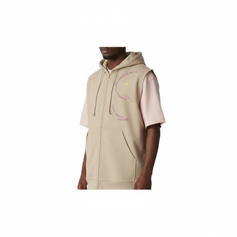 Adidas One With Nature Zip Hooded Vest Beige