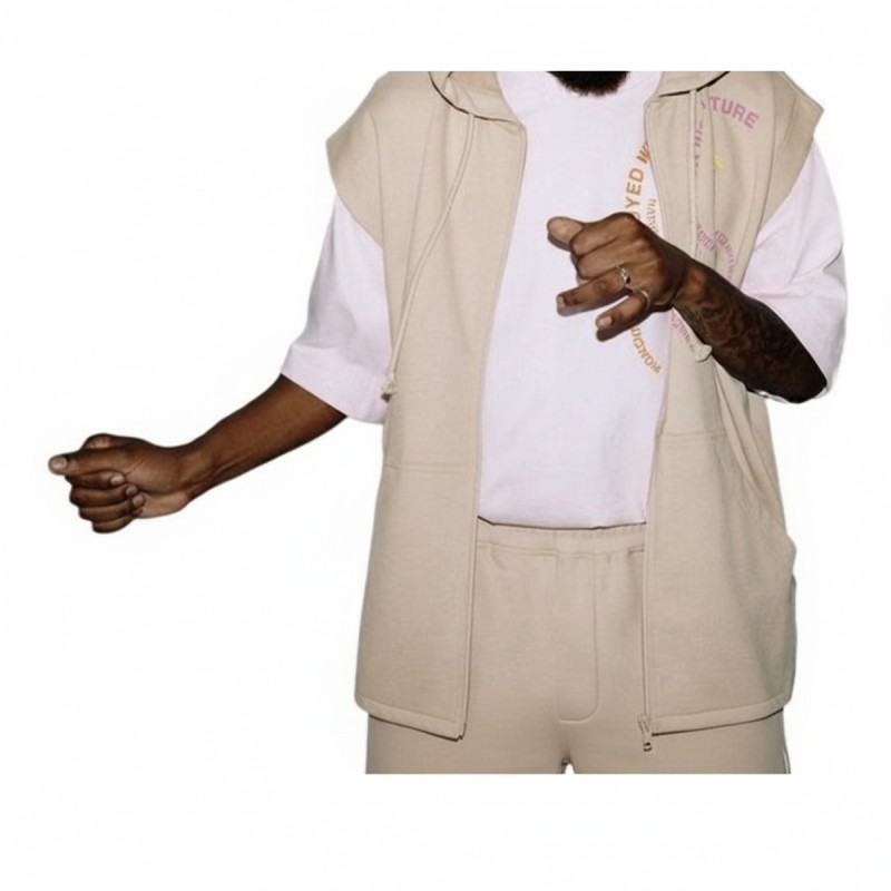 Adidas One With Nature Zip Hooded Vest Beige