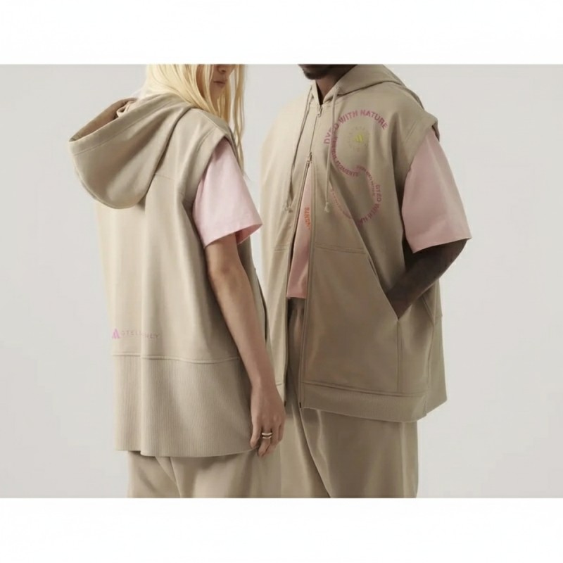 Adidas One With Nature Zip Hooded Vest Beige