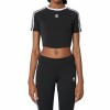 Adidas Three-Stripe Cropped Athletic Tee Black
