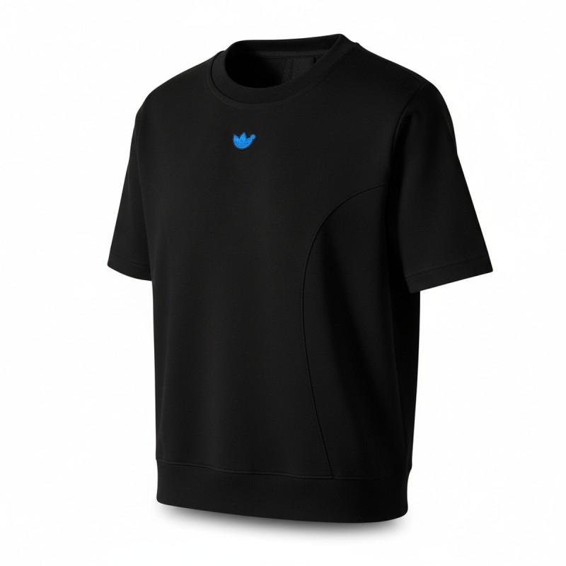 Adidas Three-Stripe Cropped Athletic Tee Black