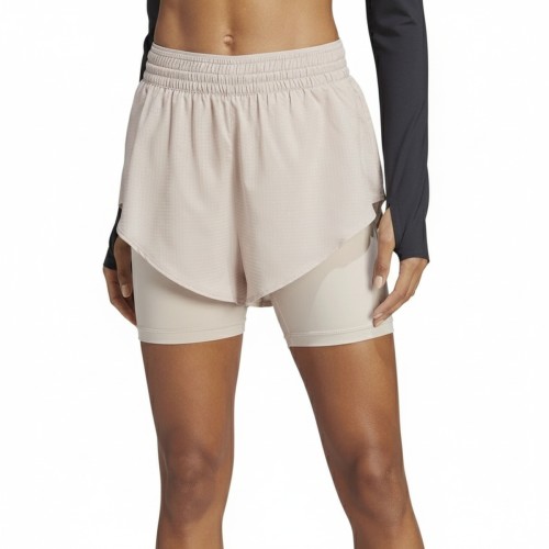 Adidas HIIT 2-in-1 Running Shorts Beige