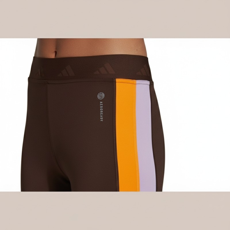 Adidas Stripe Panel Athletic Leggings Brown
