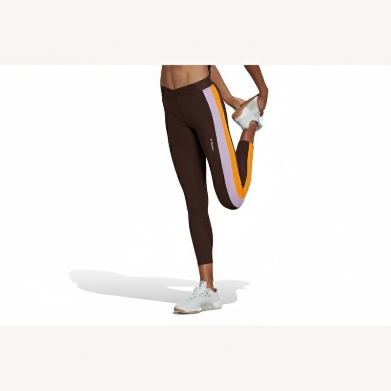 Adidas Stripe Panel Athletic Leggings Brown