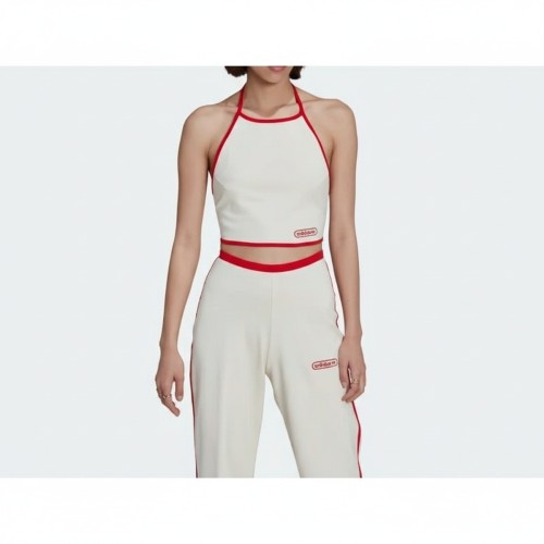 Adidas Halter Crop Top White Red