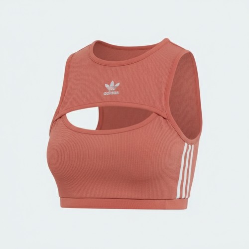 Adidas Ribbed Cut-Out Sports Bra Coral