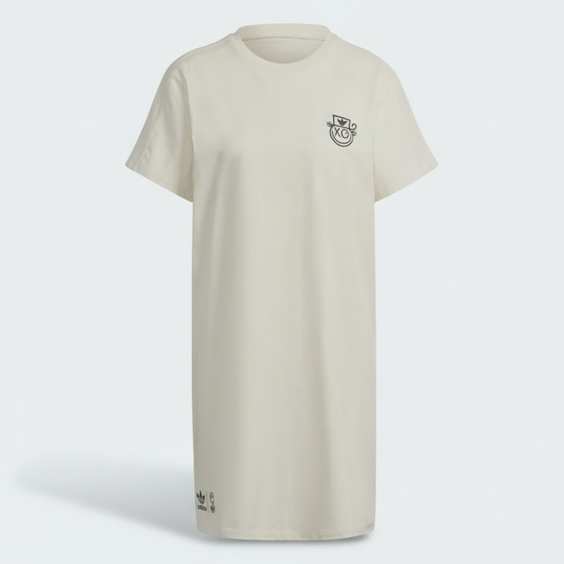 Adidas Cream T-Shirt Dress White