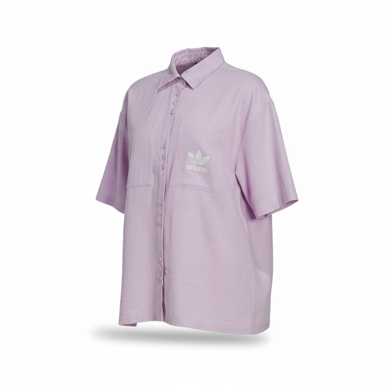 Adidas Originals Oversized Linen Shirt Purple