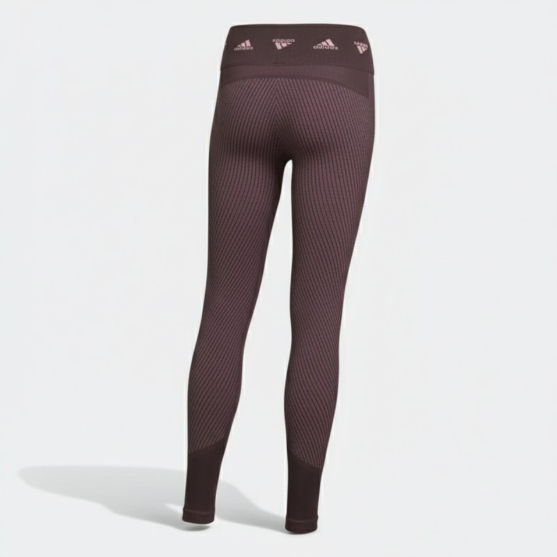 Adidas Ribbed Athletic Leggings Brown Pink