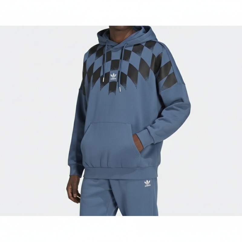 Adidas Checkered Graphic French Terry Hoodie Blue