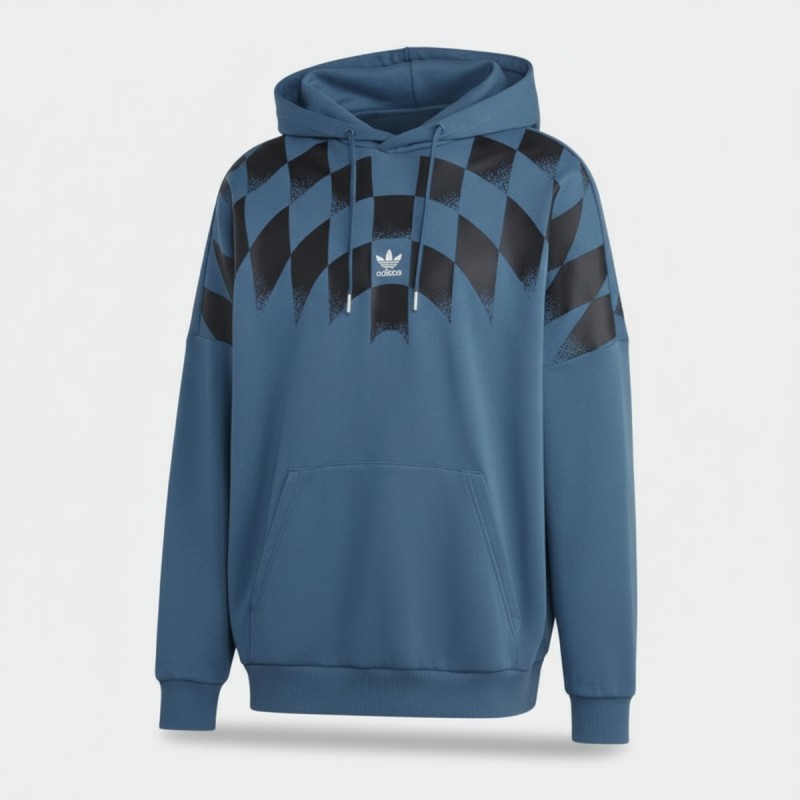 Adidas Checkered Graphic French Terry Hoodie Blue