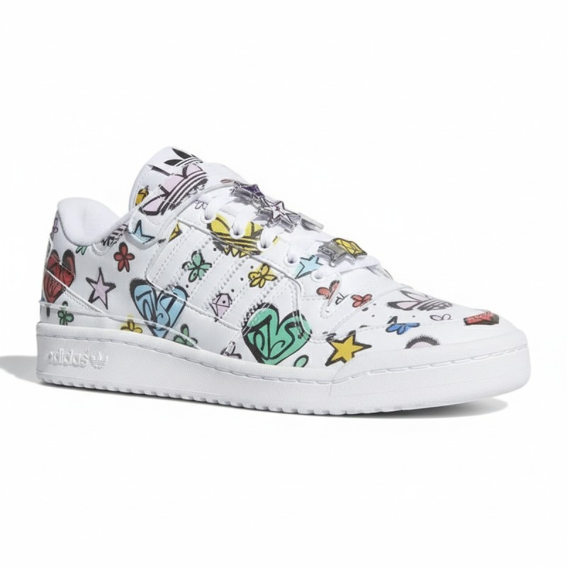 Adidas Graffiti Print Forum Low Sneakers White