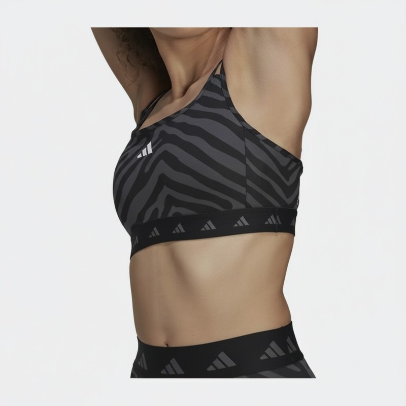 Adidas Zebra Print Sports Bra Grey Black