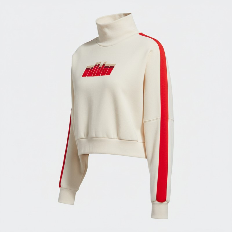 Adidas Turtleneck Cropped Sweatshirt White