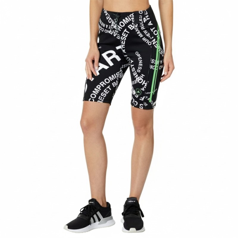 Adidas Text Print Bike Shorts Black White