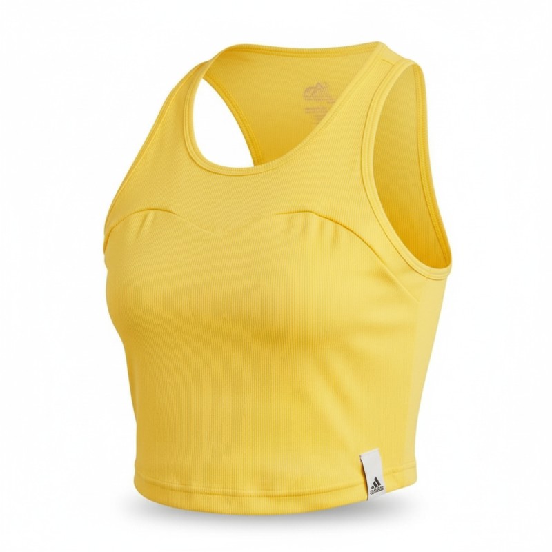 Adidas Ribbed Yellow Crop Tank Top