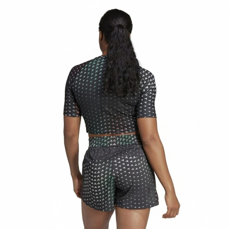 Adidas Multi-Color Print Crop Top Black