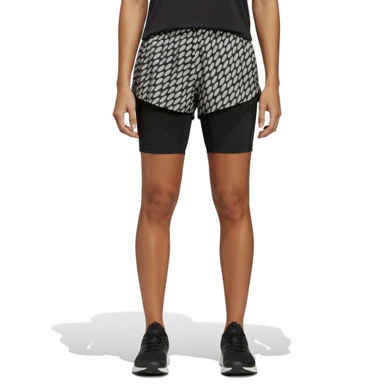 Adidas 2-in-1 Geometric Print Shorts Brown Black