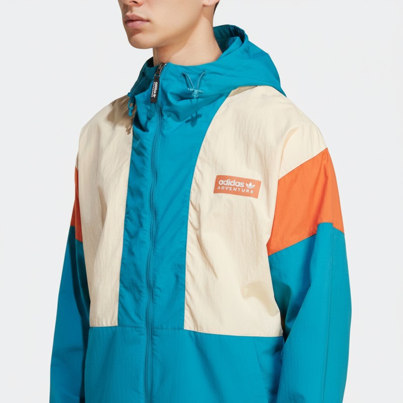 Adidas Colorblock Windbreaker Jacket Cream Teal Orange