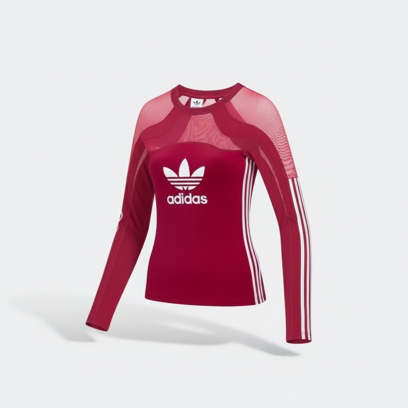 Adidas Originals Mesh Panel Long Sleeve Red