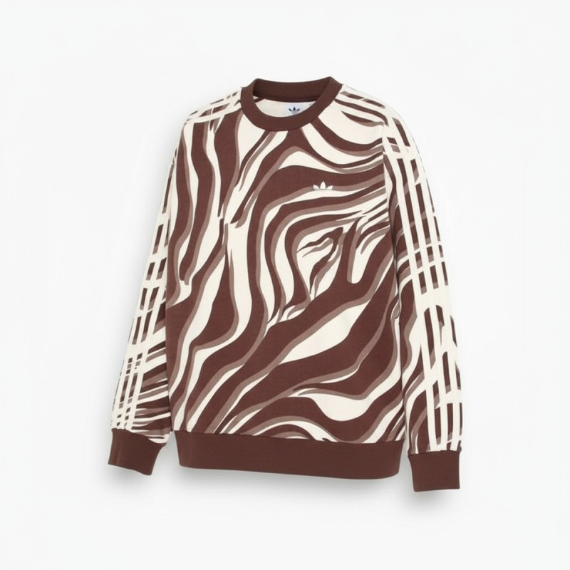 Adidas Zebra Print Crewneck Sweatshirt Brown