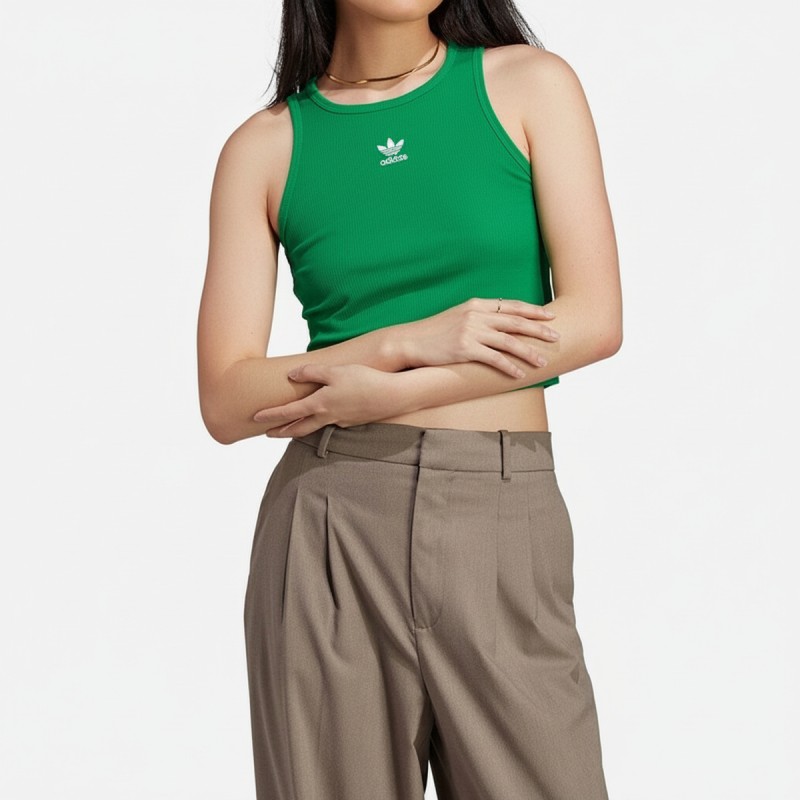 Adidas Green Ribbed Tank Top