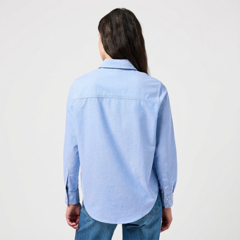 Wrangler Chambray Button-Up Shirt Bright Blue