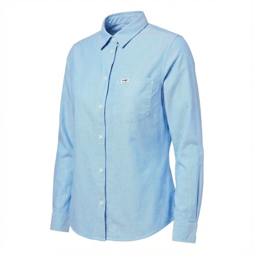 Wrangler Chambray Button-Up Shirt Bright Blue