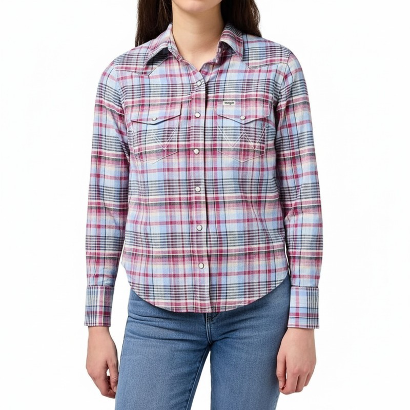 Wrangler Plaid Western Shirt Violet Quartz