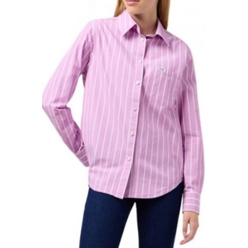 Wrangler Striped Button Front Shirt Pink