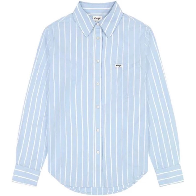 Wrangler Striped Button Down Shirt Powder Blue