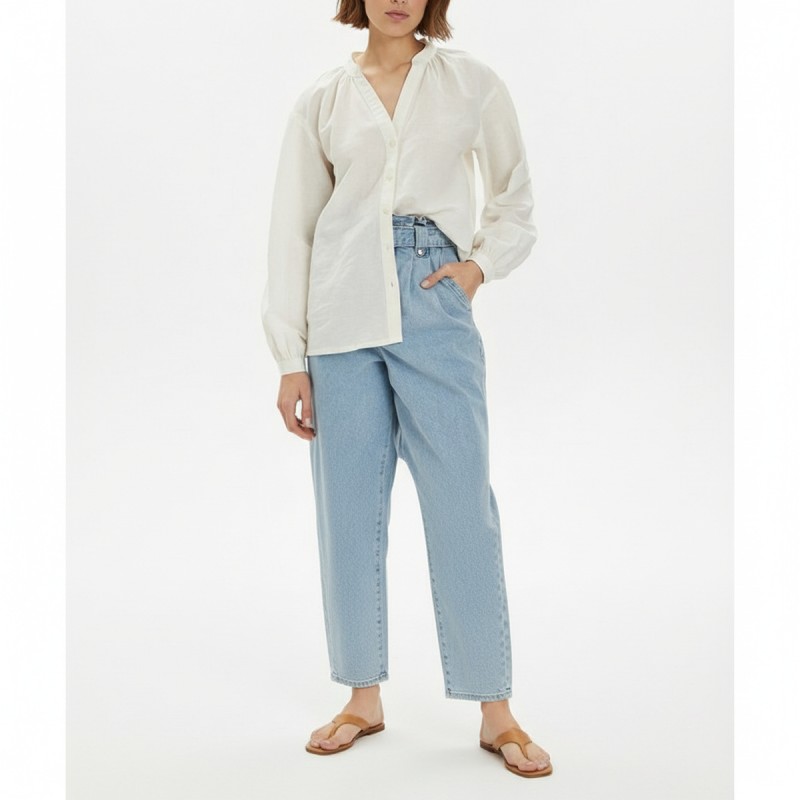 Wrangler Poet Sleeve Cotton Blouse White