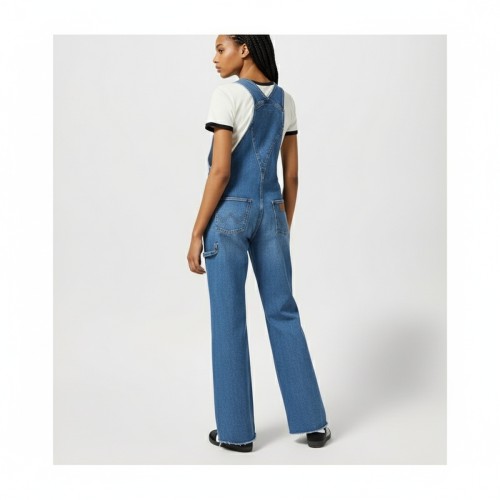 Wrangler Essential Flare Denim Overalls Blue