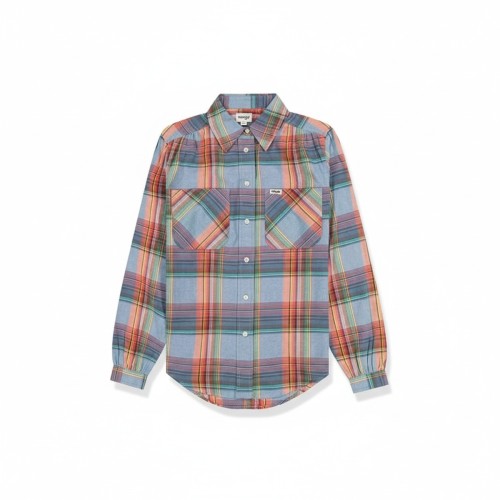 Wrangler Madras Plaid Western Shirt Blue