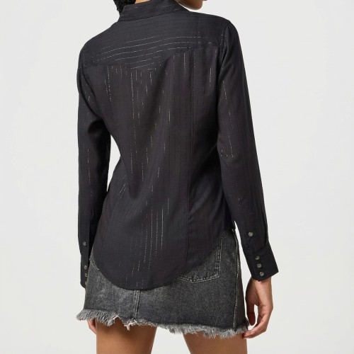 Wrangler Metallic Stripe Western Shirt Black