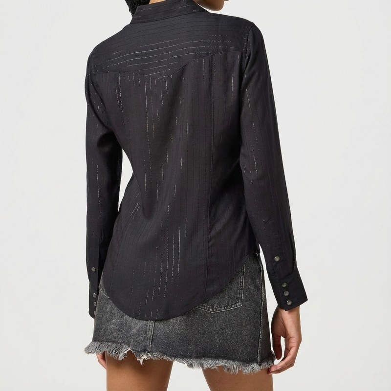 Wrangler Metallic Stripe Western Shirt Black