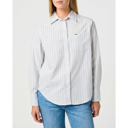 Wrangler Striped Button-Up Shirt Niagara Mist