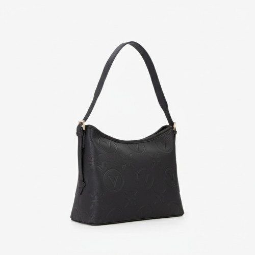 Mario Valentino Embossed Logo Shoulder Bag Black