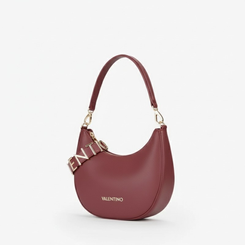 Mario Valentino Crescent Shoulder Bag Burgundy