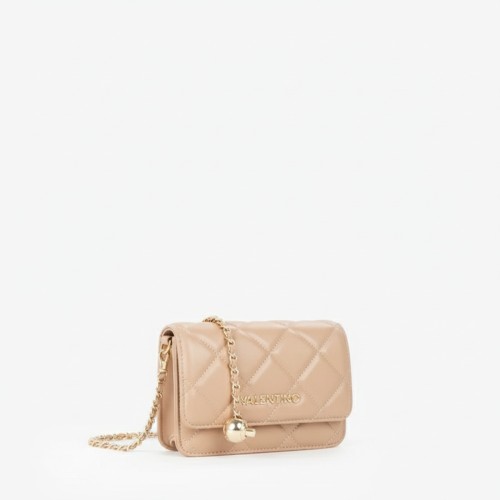 Mario Valentino Quilted Chain Crossbody Bag Beige