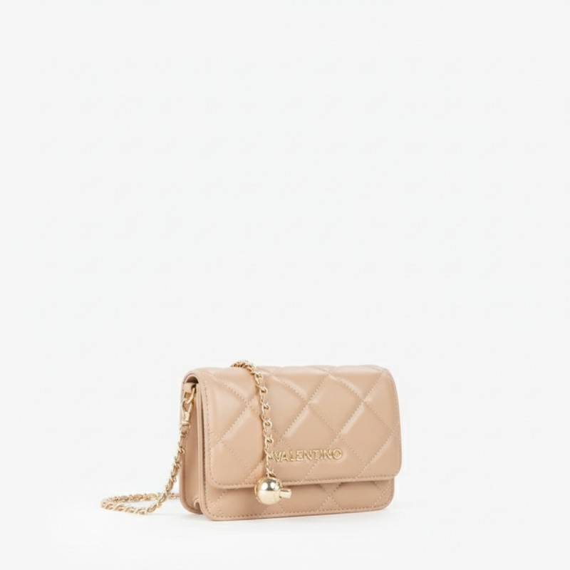 Mario Valentino Quilted Chain Crossbody Bag Beige