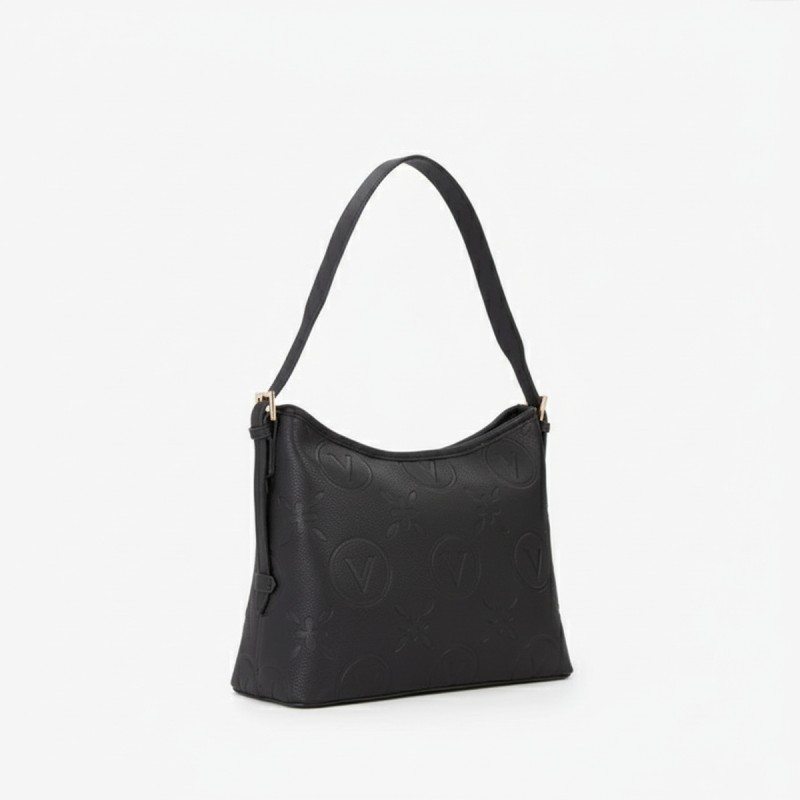 Mario Valentino Embossed Logo Shoulder Bag Black