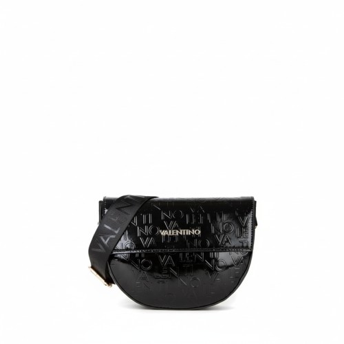 Mario Valentino Black Embossed Logo Crossbody Bag