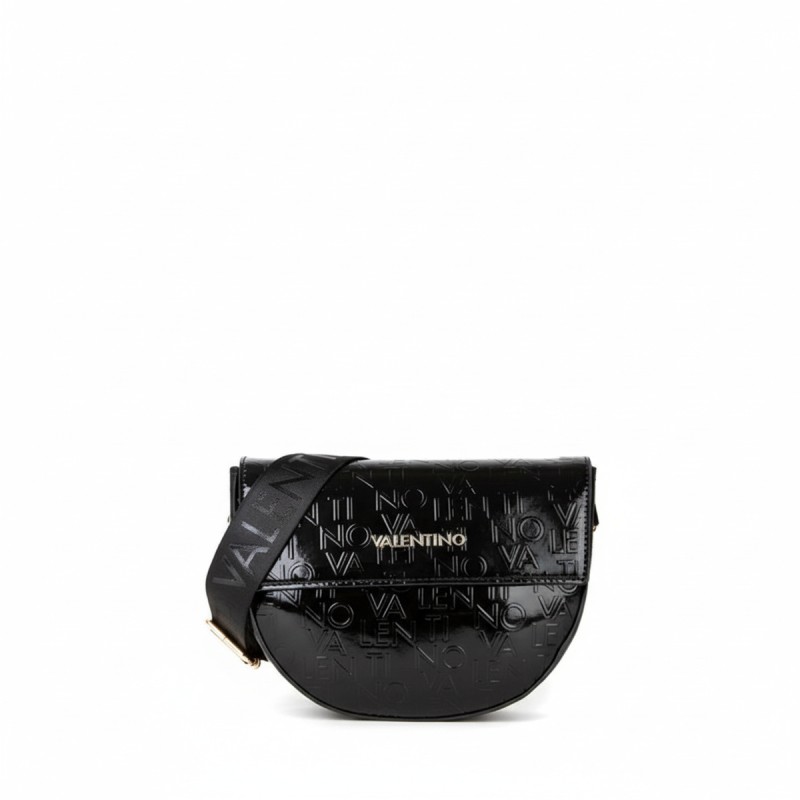 Mario Valentino Black Embossed Logo Crossbody Bag
