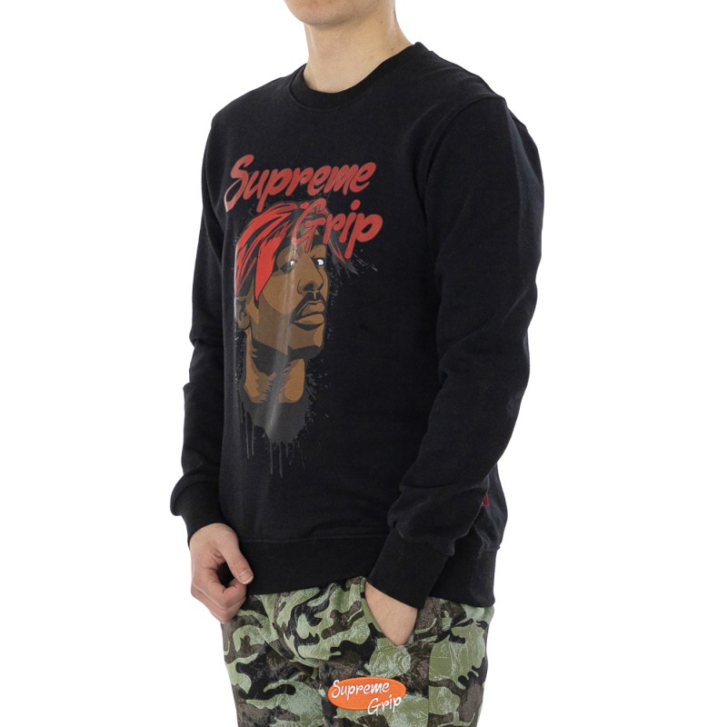 Supreme Grip Portrait Print Crewneck Sweatshirt Black
